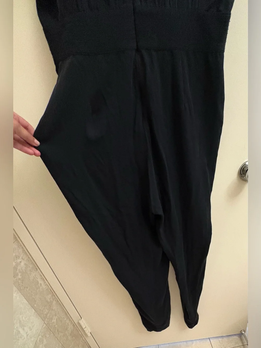 Catherine Malandrino Black 95% Silk Cowl Neck Jumpsuit - Size 14